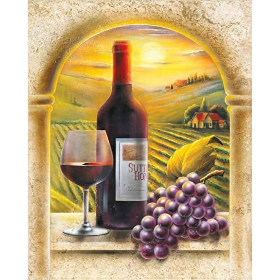 Red Wine Window View Poster (16x20)