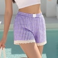 thumbnail image 3 of APEXFWDT Pajama Shorts for Women Lace Trim Sleep Pajama Summer Casual Loungewear Shorts with Pockets,S,Purple, 3 of 4