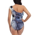 thumbnail image 5 of Sikiie Cute Animal Couple Print Women One Piece Swimsuits Tummy Control One Shoulder Bathing Suits Ruffle Swimwear, From S to XXL-Small, 5 of 6