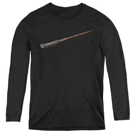 Trevco Sportswear HP8026-WL-3 Harry Potter & Harrys Wand Womens Long Sleeve T-Shirt,  Black -