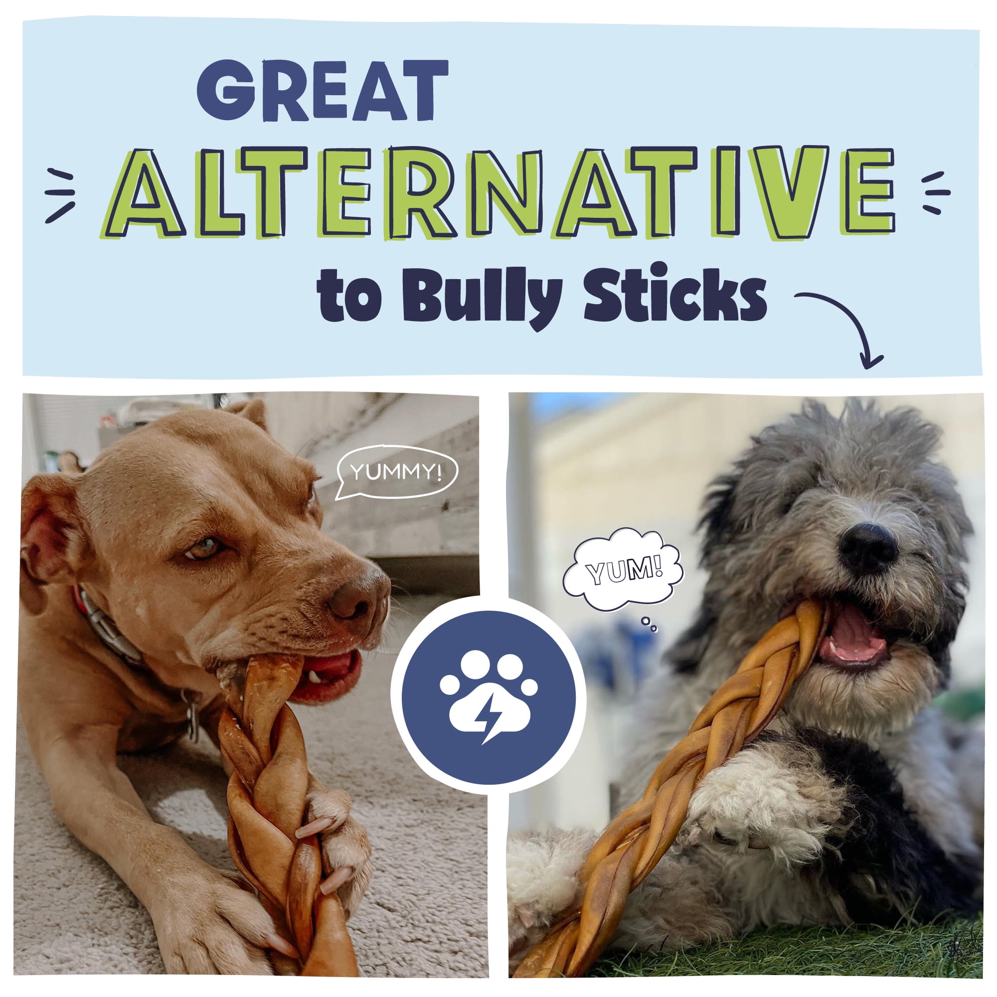 (4 pack) Pawstruck Natural Large Braided Beef Collagen Sticks, Single Ingredient Chew for Dogs, 2pk