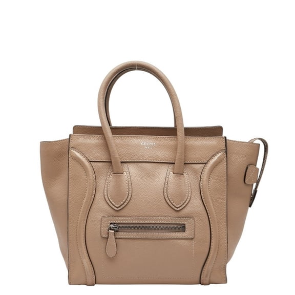 Pre-Owned Celine Luggage Micro Shopper Handbag in Beige Leather for Women (Good)