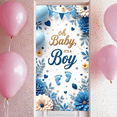 thumbnail image 3 of Blue Floral Oh Baby Banner Boy Announcement for Baby Shower Party Newborn Celebration, 3 of 8