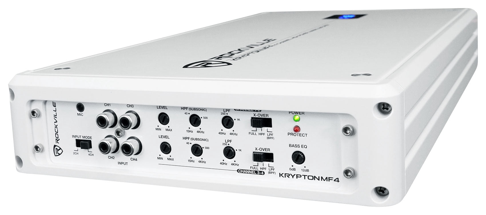 Rockville KRYPTON MF4 2400w Peak 4 Channel Marine Amplifier Boat Amp in White