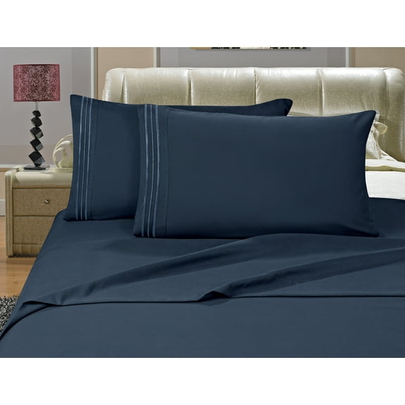 Elegant Comfort® 1500 Series Egyptian Quality Microfiber Deep Pocket Bedroom Sheet Set, King Navy Blue