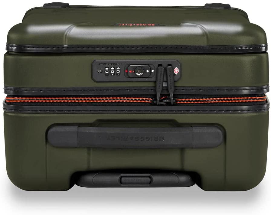 Briggs & Riley Torq Hardside Carry On Luggage with Spinner Wheels 22 inch Easy Access Hinged Front Pocket USB Charging Port TSA-Friendly Locks Green 