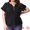 Black, variant on DARING DIVA Women's Plus Waffle Button V Neck Blouse 1X Pink