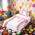 thumbnail image 3 of Erosebridal Pink Drippy Baseball Print Twin Sheet Sets, Sports Monogram Bedding for Kids Boys and Girls, 1 Flat Sheet, 1 Fitted Sheet and 1 Pillowcase, 3 of 6