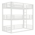 thumbnail image 5 of Twin XL over Twin XL over Twin XL Bed Frame, Metal Triple Bunk Bed with Safety Guardrails, Heavy-duty Triple Bed with Noise-reduced Design, White, 5 of 9