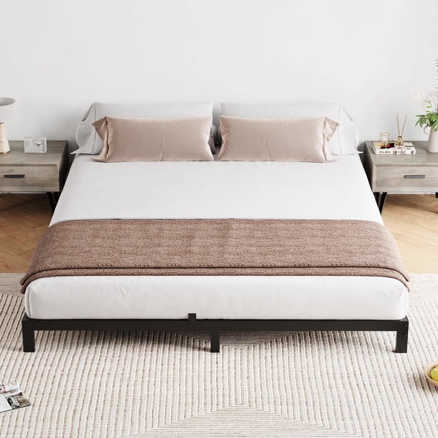 8 - pulgada mattress foundation support queen - size low - profile metal marco de cama in negra