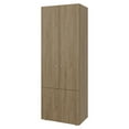 thumbnail image 3 of Nmkwnr Wood Wardrobe with 4 Shelves, 3 Door Tall Storage Cabinet for Bedroom, Living Room, Entryway, Light Brown, 3 of 8