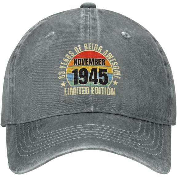 November 1945 Limited Edition 80 Years Old 80th Birthday Hat Denim Baseball Cap