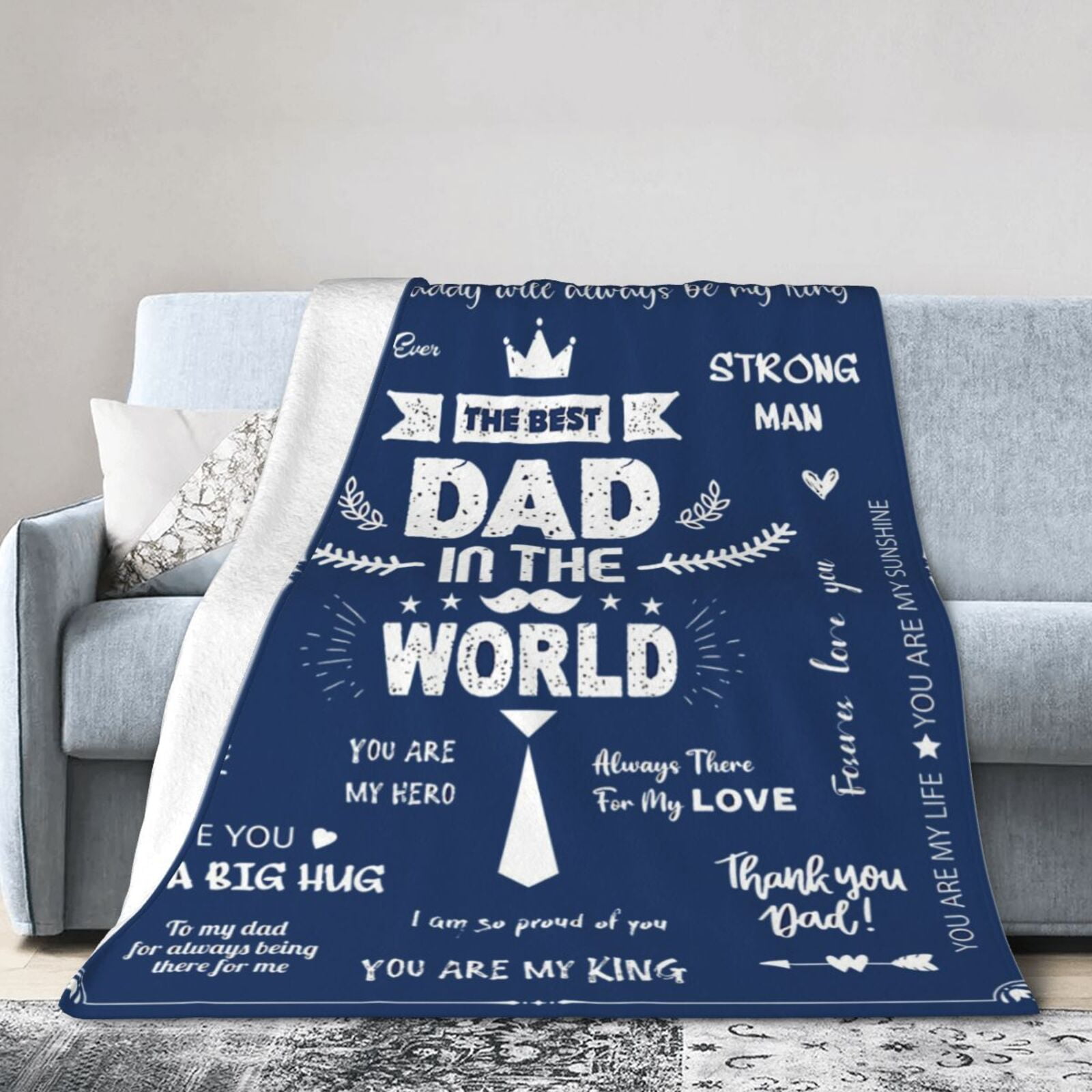 SPXUBZ Dad Blanket The Best Dad Print Throw Blanket，Soft Cozy Luxury