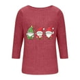 thumbnail image 5 of qelini Christmas Tee Shirts for Women Plus Size Dwarf Print Crewneck Pullover Ribbed 3/4 Sleeve Tops Casual Holiday Blouses, 5 of 6
