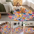 thumbnail image 5 of Round Rugs 3Ft, Colorful Spring Floral Round Area Rug Washable Indoor Throw Carpet, Farmhouse Summer Botanical Small Non Slip Circle Rug for Bedroom Living Room Home Decor Aesthetic, 5 of 8