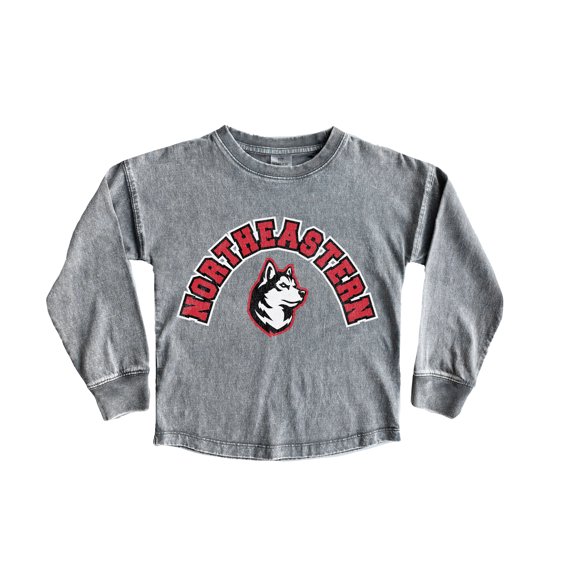 Girls Youth Gameday Couture Gray Northeastern Huskies Faded Wash Pullover Top