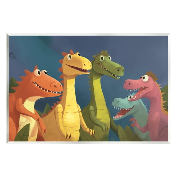 Stupell Industries Happy Dinosaur Friends Animals & Insects Painting Unframed Art Print Wall Art, 15 x 10