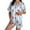 2-Light Blue, variant on Satin Pajamas for Women Set 2026 New Funny Crayfish Pattern Print Button up Short Sleeve with Shorts Fashion Stripes Comfortable Sleepwear Loungewear 2 Piece Pjs 2-White M
