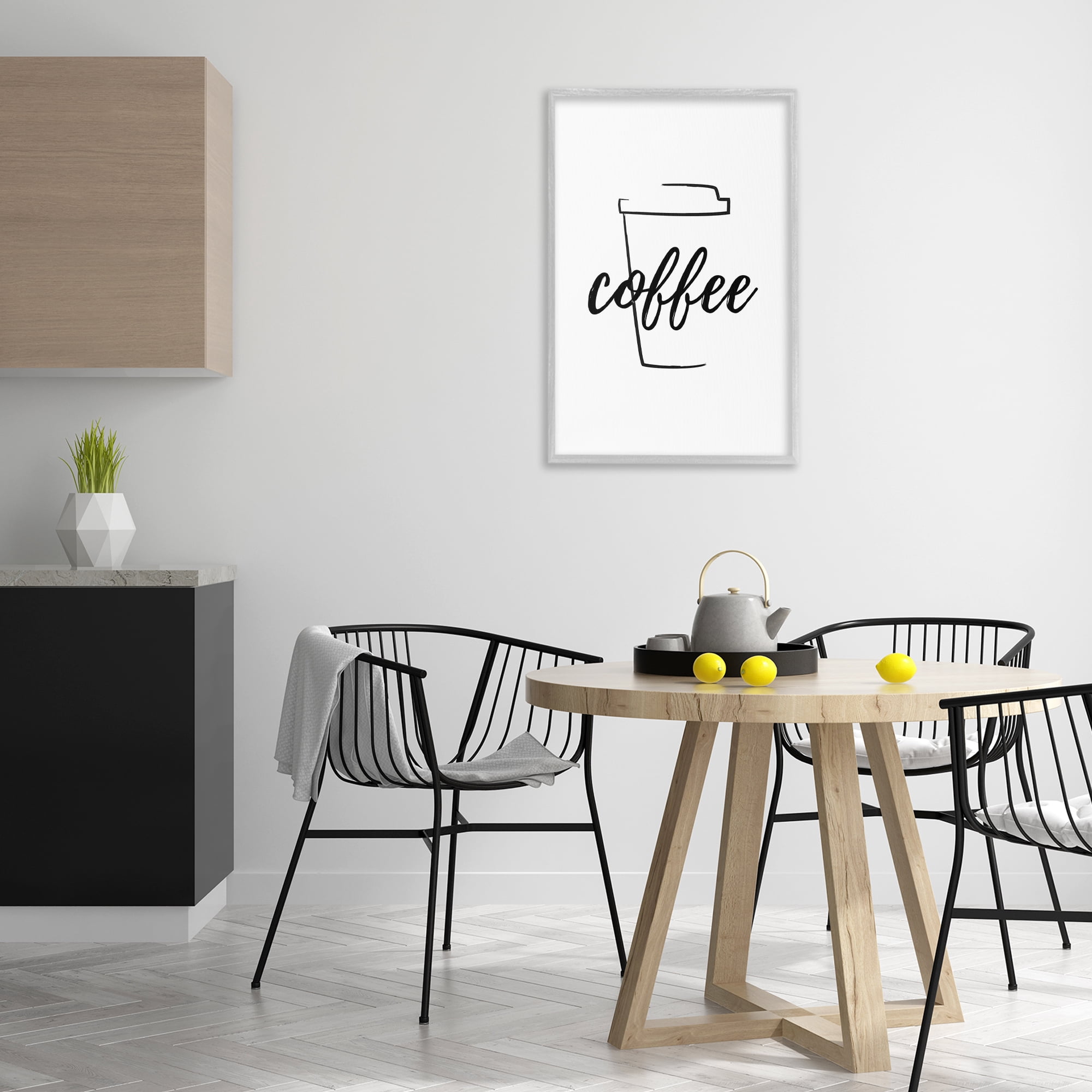 Stupell Industries Minimal Coffee Cup Food & Beverage Painting Gray Framed Art Print Wall Art, 20 x 30