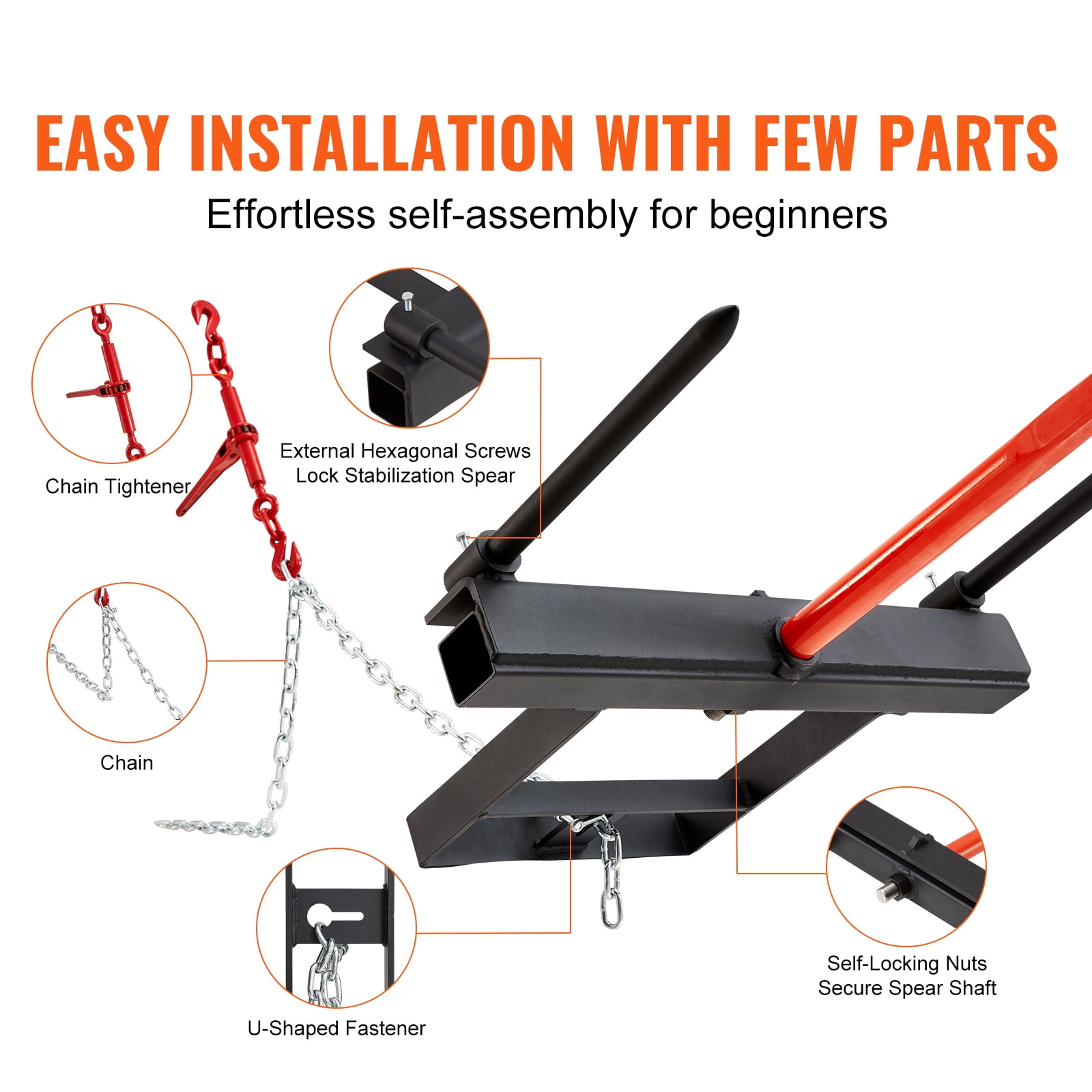 KFFKFF 39" Hay Spear Bale Spear Skid Steer Loader Tractor Bucket Attachment