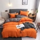 thumbnail image 4 of Juego de cuatro piezas de funda de edredón y funda de almohada para cama doble de color liso con lijado de estilo simple, 4 of 6