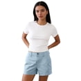 thumbnail image 4 of Women's Mid-Rise Slim Fit Khaki Shorts with Pockets, Summer Shorts, 4 of 5