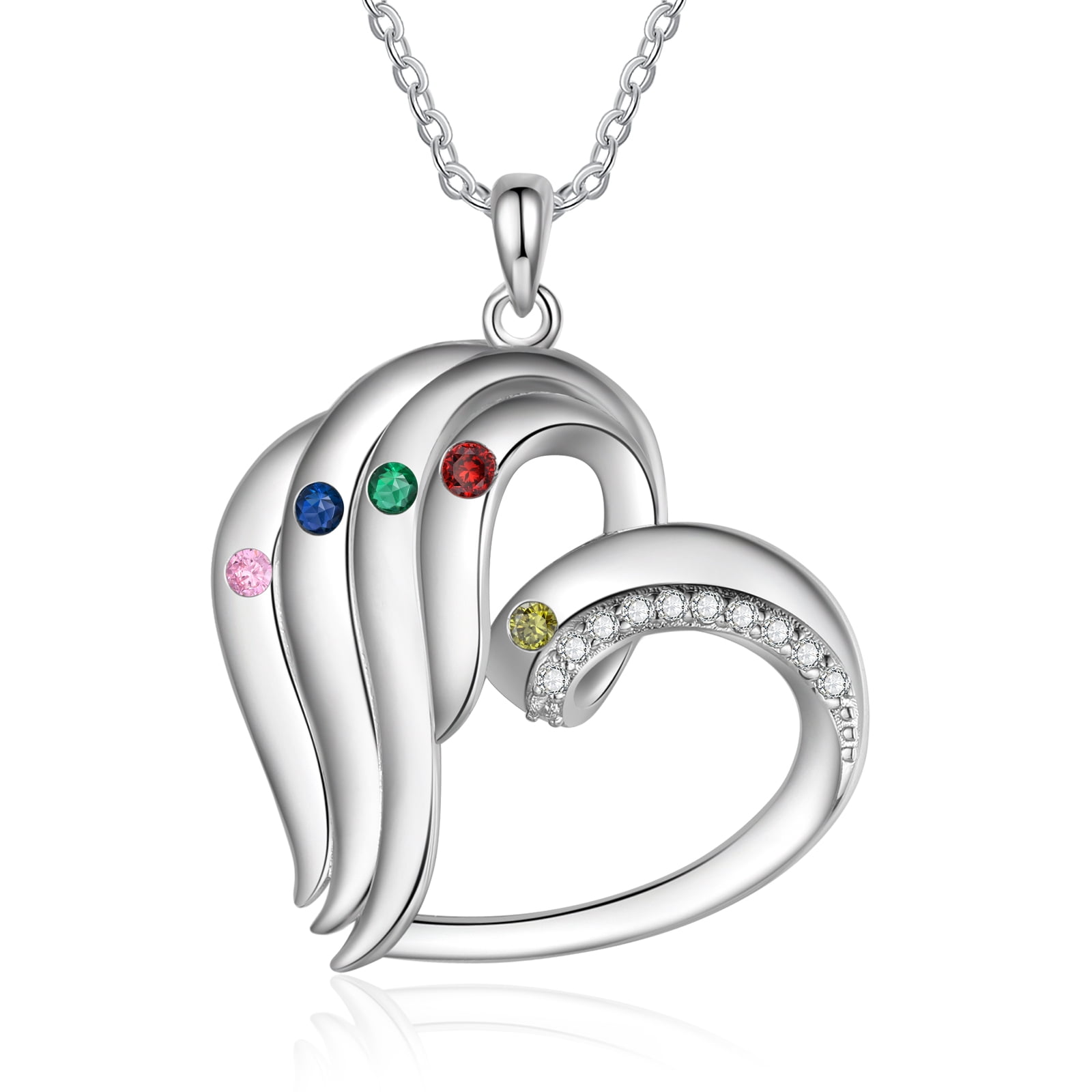 Mementos Personalized Brass Family Necklace for Women (Mother) with 5 Birthstones and Names