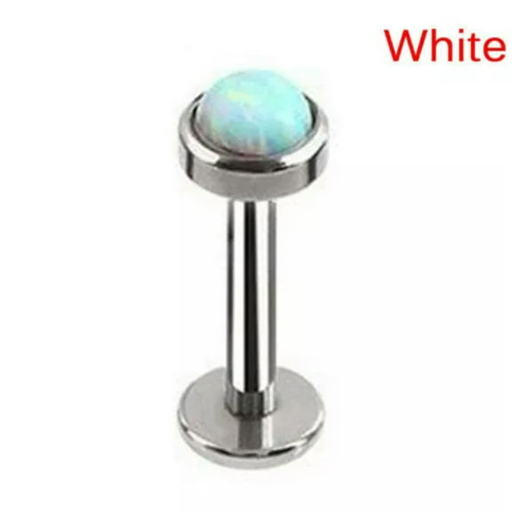GKNET Opal labret Lip Ring Helix Earring Monroe Internally Thread Body Piercings Ring-White-16g (1.2 mm)