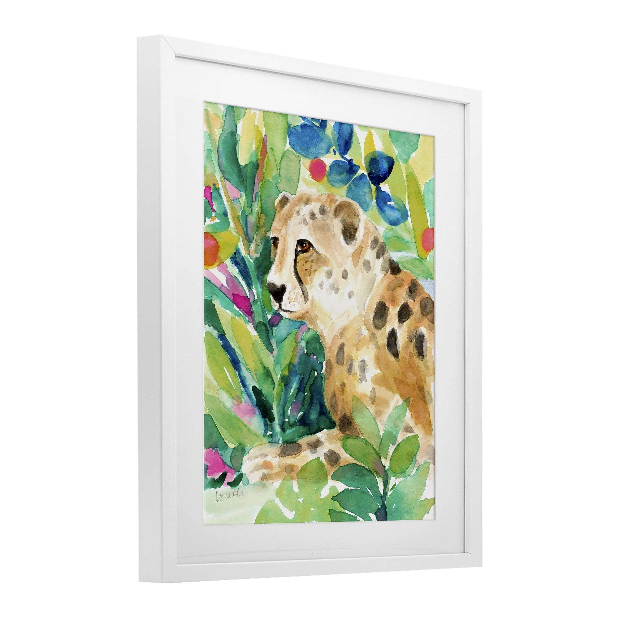 Stupell Industries Vibrant Chillin' Cheetah White Framed Print Under Glass, design by Lanie Loreth