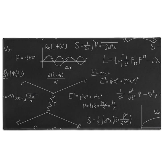 Math Equations White Chalk Blackboard Pattern Door Rugs,Washable Non Slip Door Mats Indoor,Decorative Door Mats,Entry Mat Indoor for Entrance,Bedroom,Kitchen,Bathroom,17"x30"