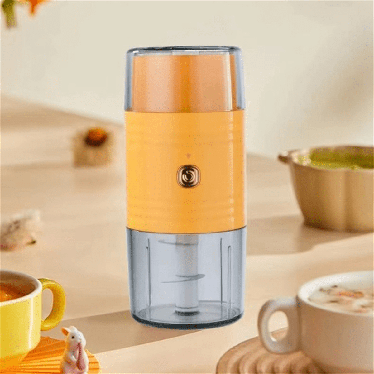 Mini Food Processor Double-Headed Electric Food Chopper for Vegetables, Meat, Fruits and Nuts Dry Wet Separation Orange