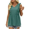 thumbnail image 2 of Idoravan Tank Tops for Women Clearance Women Fashion Leisure Solid Sleeveless V-Neck Tank Tops, 2 of 8