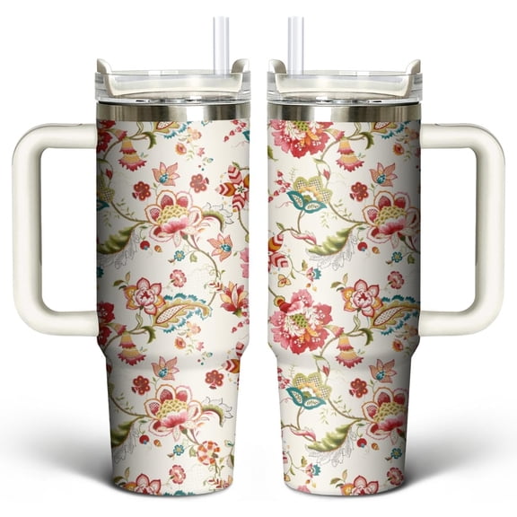 30 oz Flower Tumbler with Handle Holiday Gift for Friends Family