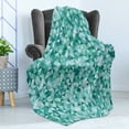 thumbnail image 4 of Teal Soft Flannel Fleece Throw Blanket, Triangle Mosaic with Polygon Shapes with Shadows Effect Illustration Print, Cozy Plush for Indoor and Outdoor Use, 50" x 60", Teal Green, by Ambesonne, 4 of 5