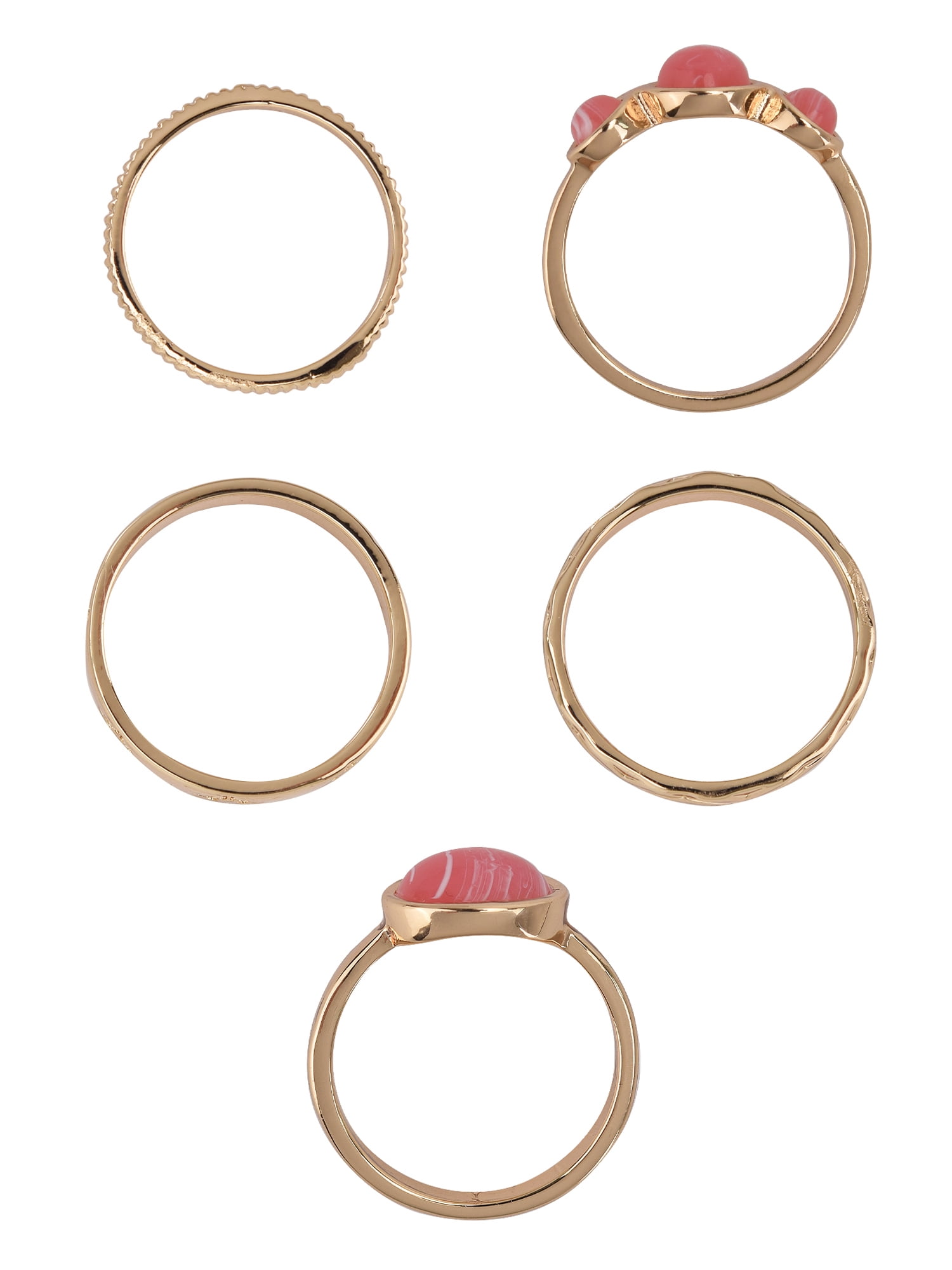 Time and Tru Women's Gold-Tone 5pc Multi-Stone Ring Set