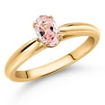 thumbnail image 2 of Gem Stone King 0.43 Ct Oval Morganite Peach Zirconia 10K Yellow Gold Solitaire Engagement Ring, 2 of 4