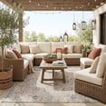 thumbnail image 3 of LR Home Blake 9' x 12' Beige/Blue Traditional Durable Performance Indoor/Outdoor Area Rug, 3 of 11