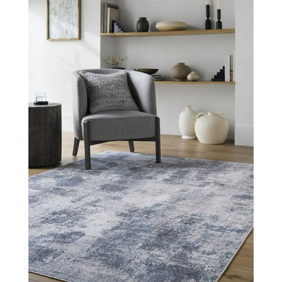 Livabliss Washable Rugs for Living Room, 5x7 Lillian Modern Charcoal Area Rug, Bedroom Dining Room Home Decor Stain Resistant Carpet (5'3" x 7')