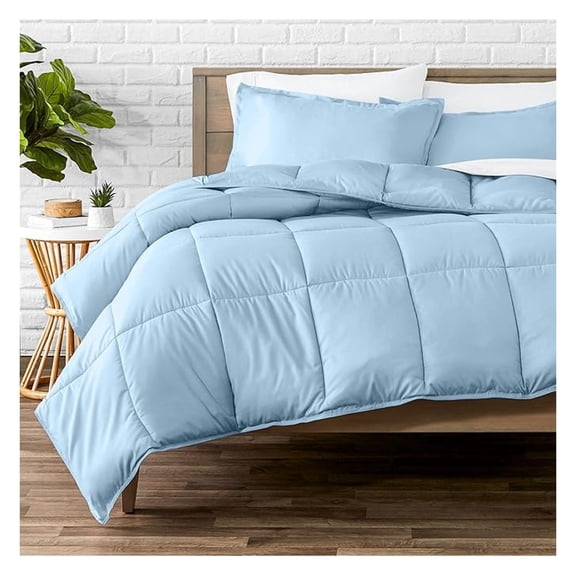 Comforter Set - King/California King Size - Ultra-Soft - Goose Down - Premium 1800 Series - All Season Warmth (King/Cal King, Light Blue)