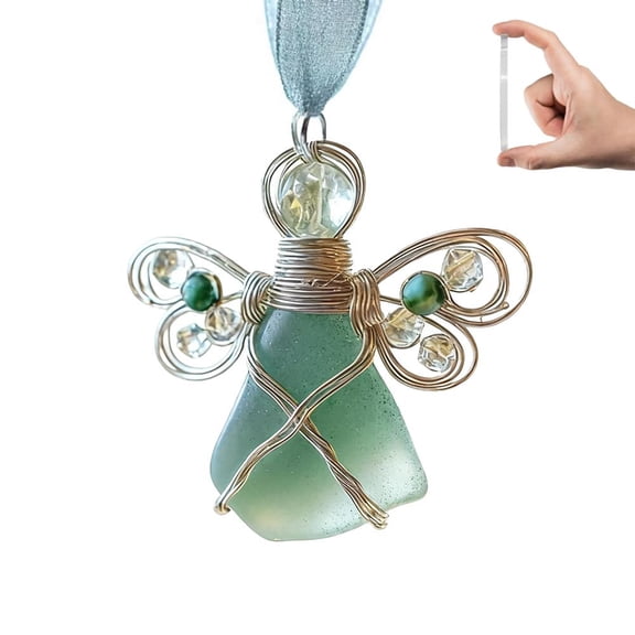 Sea Glass Angel Ornament, Handmade Coastal Christmas Tree Decoration, Beach Lover Holiday Decor Gift