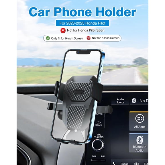 WEIFEI-Phone Holder for Honda Pilot 2023-2026 (Only Fit 9-Inch Touch Screen), 360° Rotation Phone Mount for Pilot Accessories