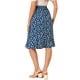 thumbnail image 3 of Faldas midi florales para mujer Inspire Chic, con volantes, cintura alta, fluida, en línea A, con abertura, longitud a la rodilla, color azul, 3 of 7