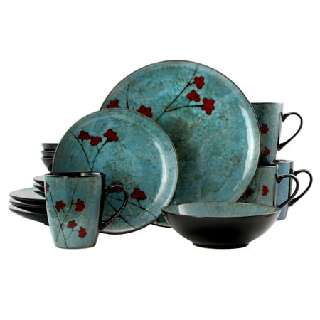 

YLP Floral Accents 16 Piece Stoneware Dinnerware Set in Blue