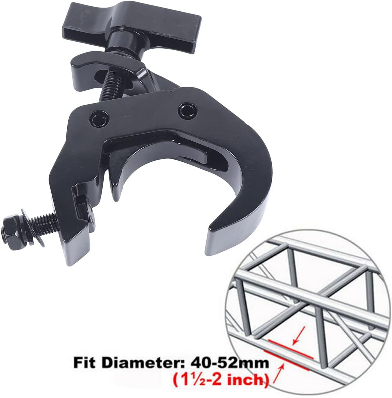 Miumaeov 8 Pack Stage Lighting Clamps,Heavy Duty DJ Light Truss Fits 40-52MM Load 330lb,Aluminum Alloy Premium Pro Truss Clamp