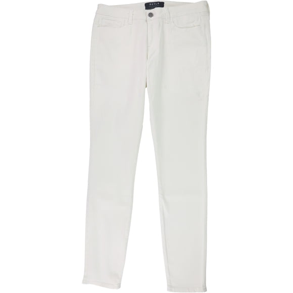 DSTLD Jeans ajustados de tiro medio para mujer, blanco hueso, 30