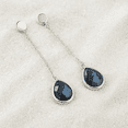 thumbnail image 3 of Sechi Blue Labradorite Dangle Earrings - 925 Sterling Silver Hypoallergenic Long Chain Briolette Droplet, Natural Gemstone Birthstone Jewelry for Women, 3 of 9