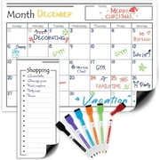Made Magnetic Dry Erase Calendar & Magnetic Shopping List for Refrigerator with 6 Markers  Kitchen Fridge Calendar White Board, Schedule Planner Wall Set