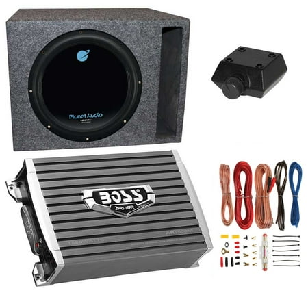 Planet Audio 1800W Subwoofer + Boss 1500W Amplifier w Amp Kit +Q-Power (Best Audio Converter App)