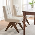 thumbnail image 3 of Kidol & Shellder Modern Upholstered Dining Chairs Set of 2 Tufted Armless Kitchen Chairs with Linen Fabric & Wooden Legs,Beige, 3 of 9