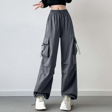 SNKSDGM Women s Plus Panties for Women Cotton Thong Womens Sweatpants Plus Size 4X Women s Solid Color Parachute Pants High Waist Wide Leg Casual Drawstring Workwear Joggers